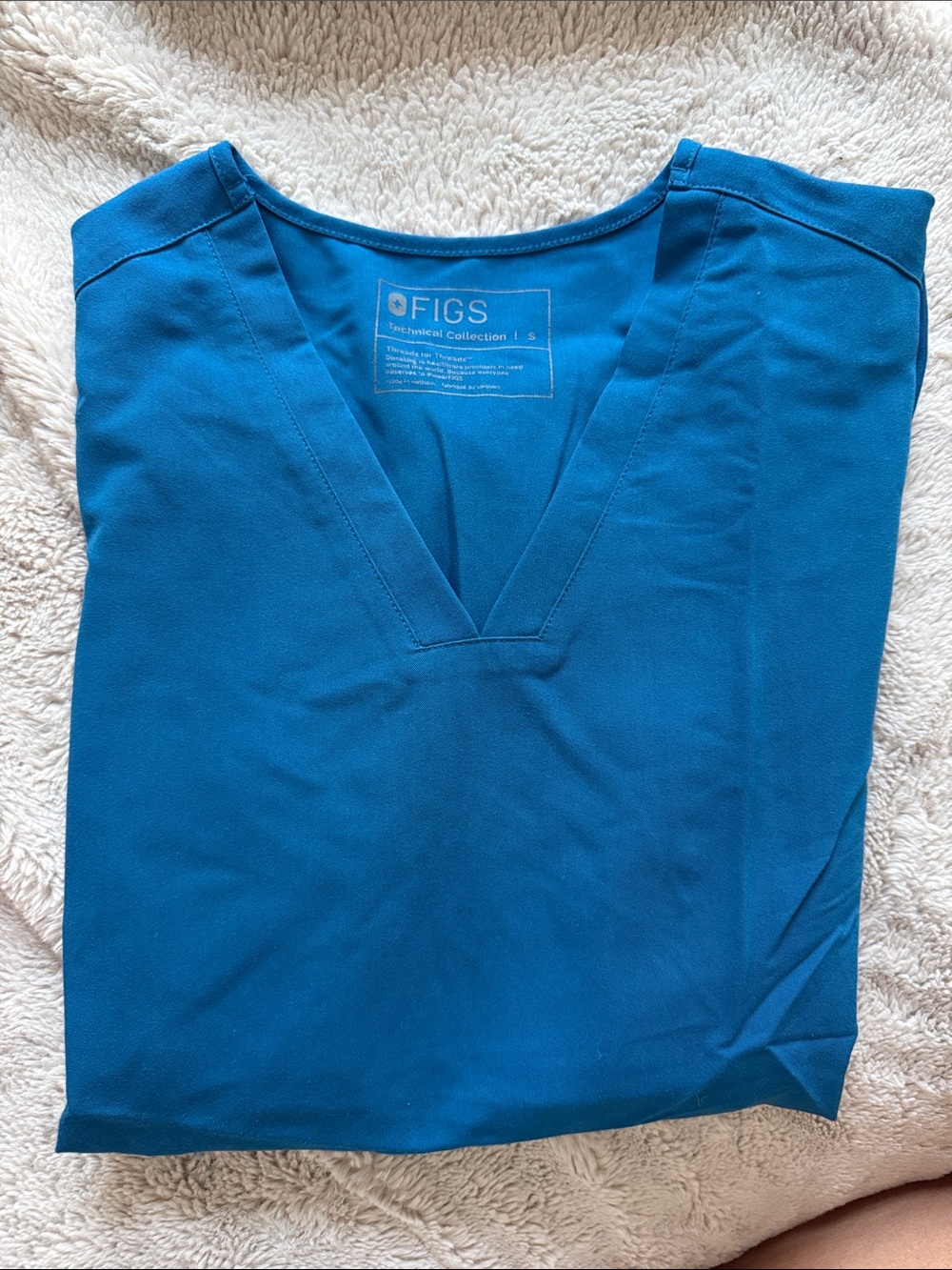 FIGS Women's Blue V-Neck scrub Top